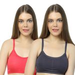 2-Pack Cotton Cage Strap Back Sports Bra